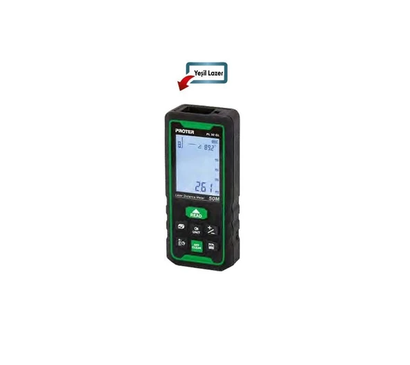 PROTER PL 50 GL 50 MT. LAZER METRE İÇ VE DIŞ ALAN ÖLÇÜM (YEŞİL LAZER PİLLİ) - 1
