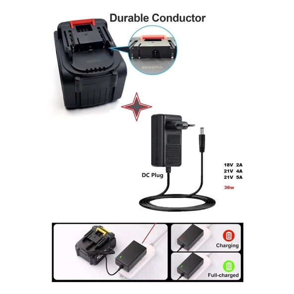 Matkap Oto Araç yıkama Assur, Bn5, Dawreek, Haktaş, CHELİKBEİ 10 pilli Batarya ve şarj Adaptör cihazı - 2