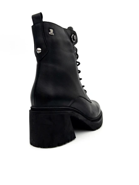 Venüs 2552502 Kadın Hakiki Deri Kalın Topuk Bağcıklı Kısa Bot - 2