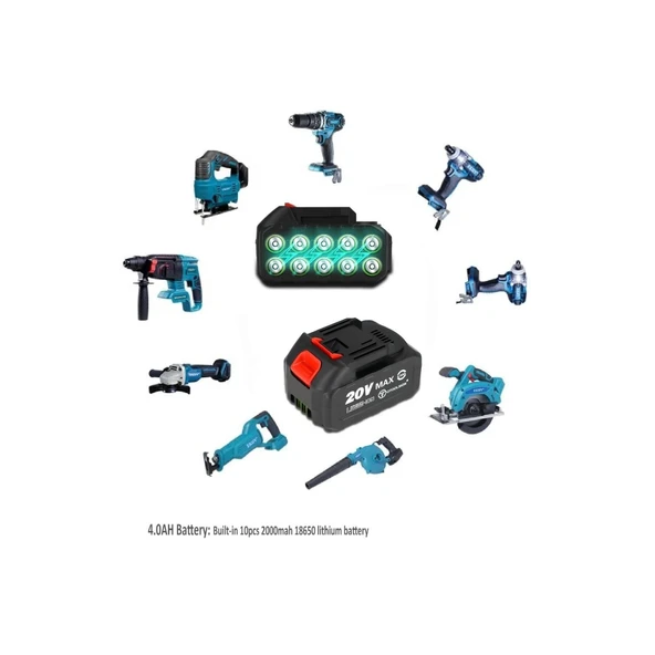 Oto Araç yıkama yedek pil Tüm Akülü Modellere Uyumlu Şarjlı Matkap Yedek Batarya Assur Dawreek 10 pilli - 8