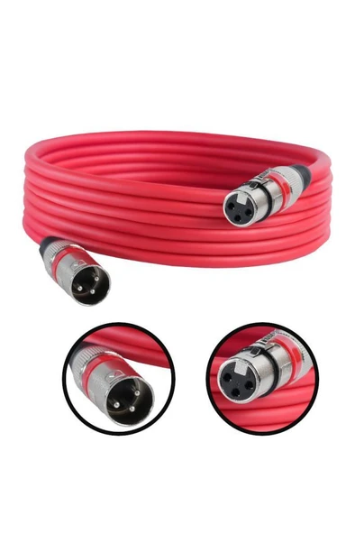 Midex MXL-5M-RD Kaliteli XLR TO XLR 5 mt. Mikrofon Kablosu - 1