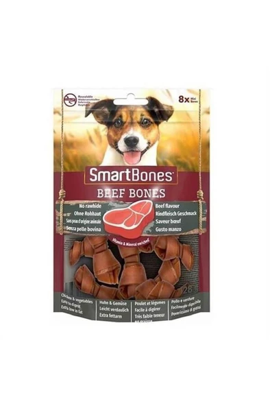 SmartBones Sığır Etli Mini Düğüm Kemik Köpek Ödülü 8'li 128gr ürün görseli 1