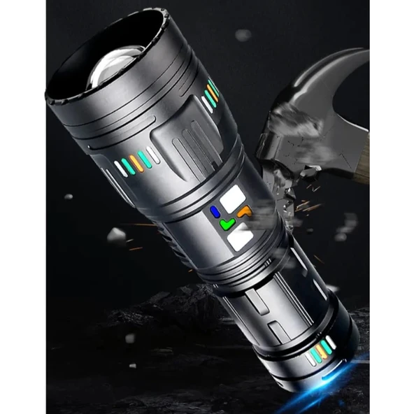 Pro F-3002 Alüminyum Tg Led Gece Şeritli Type-c Şarjlı El Feneri - 3