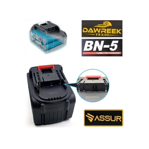 Assur Bn5 Dawreek Haktaş Tüm Akülü Modellere Uyumlu Şarjlı Matkap/Taşlama Yedek Batarya 10 Pili