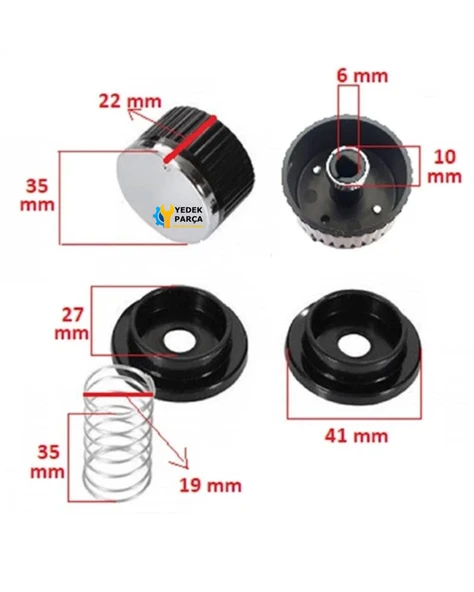Optimum Düğme 4 lü Takımı Ankastre Set Üstü Ocak Düğmesi Beyaz Yaylı Görselle Eşleştiriniz - Resim 4