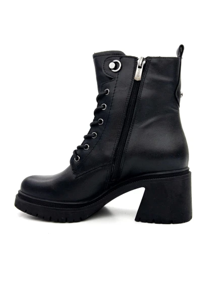 Venüs 2552502 Kadın Hakiki Deri Kalın Topuk Bağcıklı Kısa Bot - 3