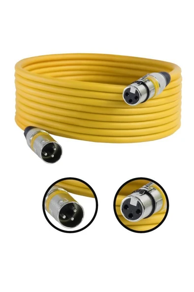 Midex MXL-10M-YLW Kaliteli XLR TO XLR 10 mt. Mikrofon Kablosu - 1