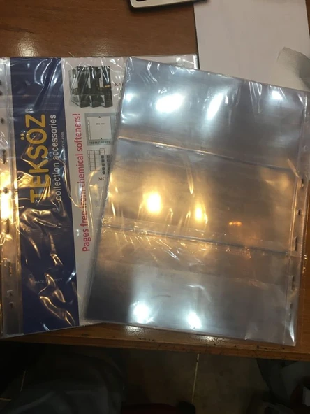 Koleksiyon Market-Teksöz-1323- Kağıt Para Sayfası Üç Bölmeli Şeffaf 10 Adetlik Paket - 3
