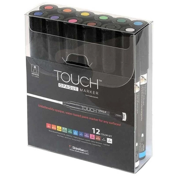 Touch Opaque Marker Su Bazlı Akrilik Boyama Markörü Kalemi Seti 12 Renk Medium Uç (1.5-2.3 mm) ürün görseli