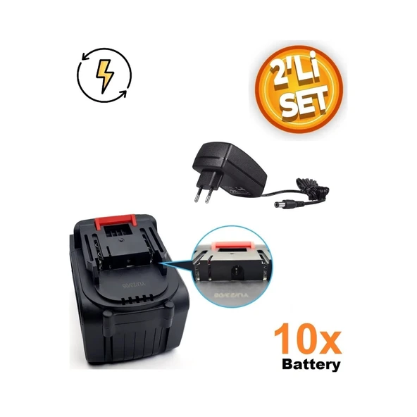 Matkap Oto Araç yıkama Assur, Bn5, Dawreek, Haktaş, CHELİKBEİ 10 pilli Batarya ve şarj Adaptör cihazı