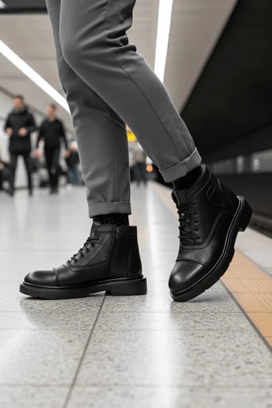 Muggo GUSTA Bağcıklı Fermuarlı İçi Kürklü Erkek Kışlık Bot - 10