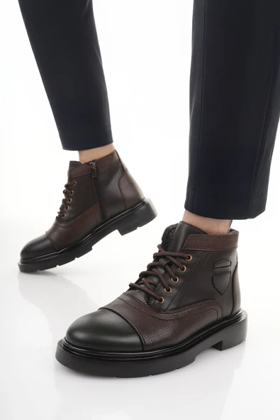 Muggo GUSTA Bağcıklı Fermuarlı İçi Kürklü Erkek Kışlık Bot - 7