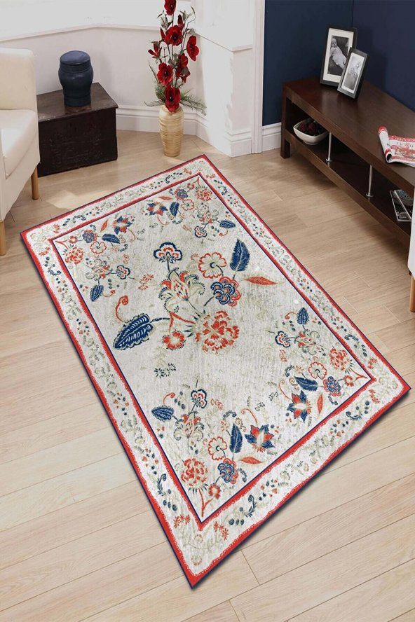 elleser Dekoratif Yıkanabilir Kaymaz Pamuk Tabanlı Yazlık Kilim Salon Halısı - 1