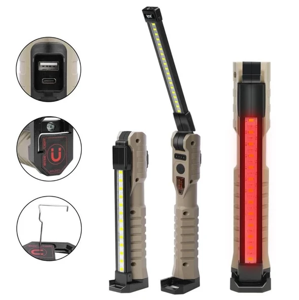 Rox 0221 Şarjlı Katlanır Çok Amaçlı Çalışma Feneri 2000 Lümen - Resim 2