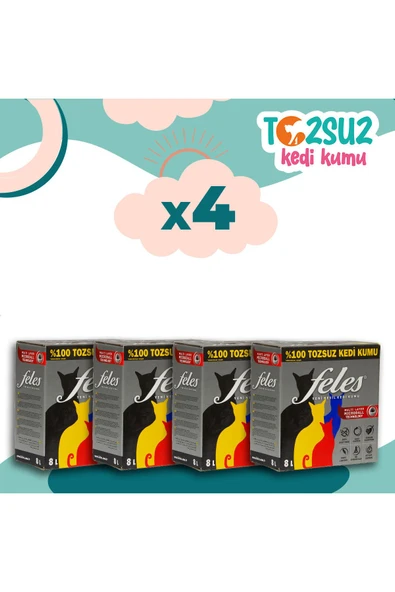 Tozsuz Kedi Kumu 4 Adet Kutu (TAMAMEN DOĞAL , AKTİF KARBONLU) ürün görseli 1