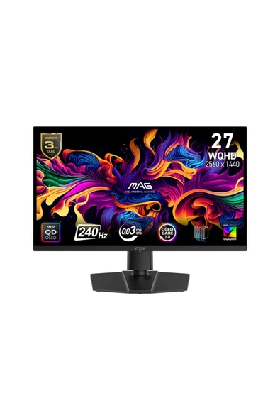 MSI 26.5" MAG 271QP QD-OLED X24 WQHD FLAT QD-OLED  240HZ 0.03MS GTG PIVOT GAMING MONITOR ürün görseli 1