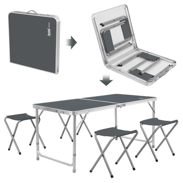Rox Camping Katlanır Masa Tabure Seti - Resim 4