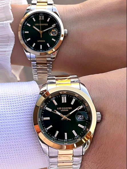 Lee Cooper Çift Sevgili Saati Çelik Kordon 3 Atm Suya Dayanıklı Özel Tasarım Kol Saati VS.BLKT.0559 - Resim 2