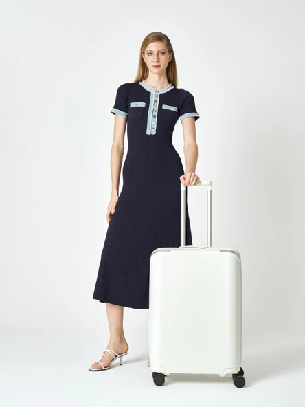 Pierre Cardin Trolley Valiz Beyaz Orta Boy 04PC7090-02-BY - Resim 2