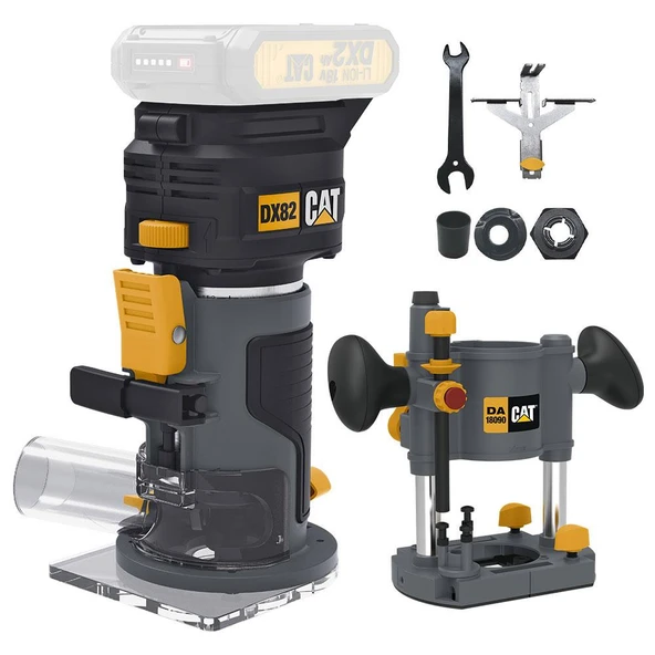 CAT DX82B.3 18Volt Şarjlı Kömürsüz 6mm Devir Ayarlı Profesyonel Avuç İçi El Frezesi Formika Tıraşlama (Akü Dahil Değildir) ürün görseli