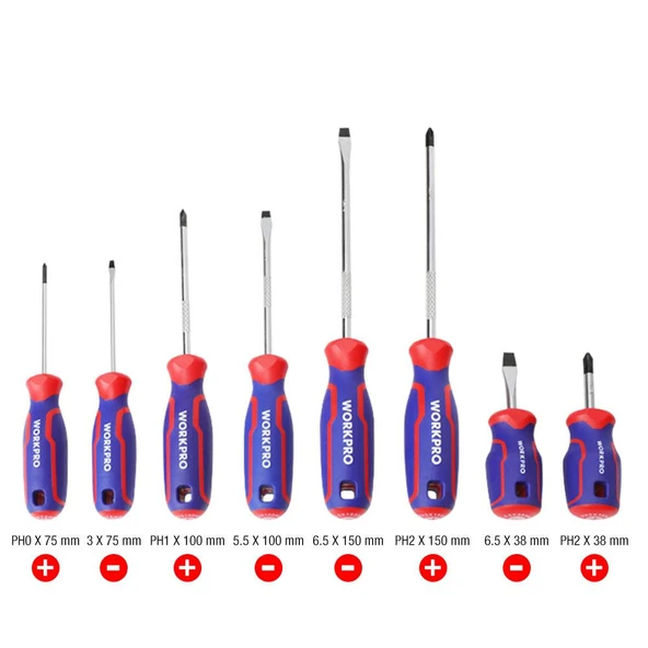 WORKPRO WP200505 8 Parça Profesyonel CR-V Manyetik Tornavida Seti - Resim 5