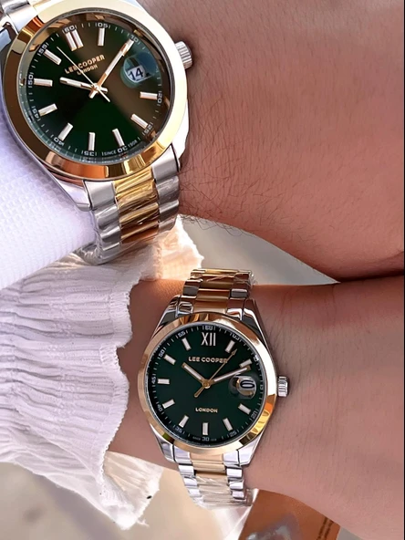 Lee Cooper Çift Sevgili Saati Çelik Kordon 3 Atm Suya Dayanıklı Özel Tasarım Kol Saati VS.BLKT.0559 ürün görseli