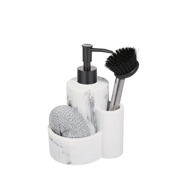 Polyester Sıvı Sabunluk, Süngerlik ve Lavabo Fırçası – Dekoratif & Dayanıklı - Resim 3