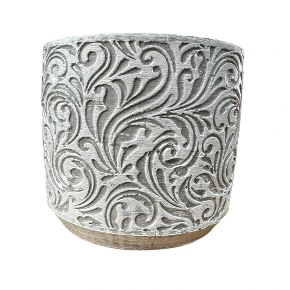 Bitki Tasarımı Ev dekorasyon Gri Çiçek Desen Beton Saksı Çiçeklik Saksılık ürün görseli