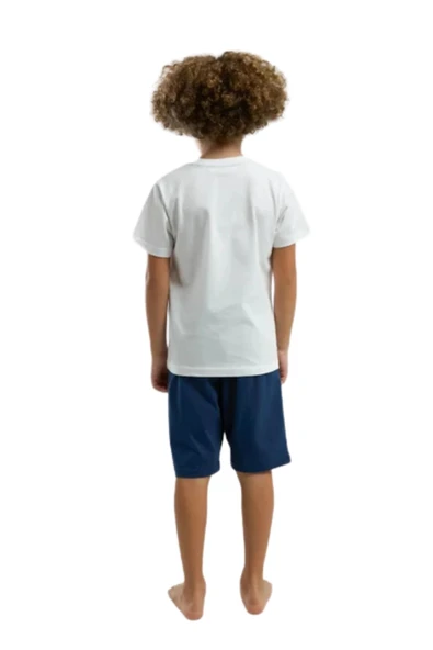 Arnetta Erkek Çocuk Beyaz Şortlu Pijama Takım 3314 - Resim 2
