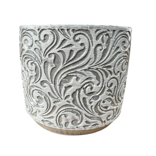 Bitki Tasarımı Ev dekorasyon Gri Çiçek Desen Beton Saksı Çiçeklik Saksılık - Resim 4