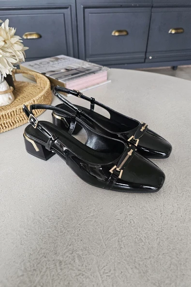 056 2273 Topukla Kadın Kalın Topuklu Aksesuarlı Günlük Ayakkabı - Resim 7