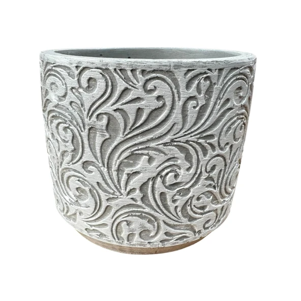 Bitki Tasarımı Ev dekorasyon Gri Çiçek Desen Beton Saksı Çiçeklik Saksılık - Resim 5