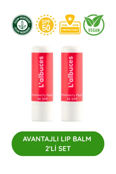 30 SPF Strawberry Plump Lip Balm 2’li Set – Dolgun Dudak & Koruma ürün görseli