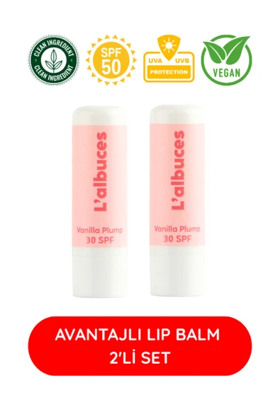 30 SPF Vanilla Plump Lip Balm 2’li Set – Dolgun Dudak & Koruma ürün görseli