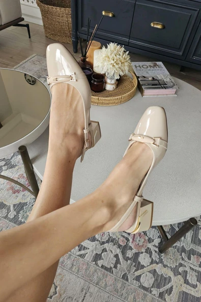 056 2273 Topukla Kadın Kalın Topuklu Aksesuarlı Günlük Ayakkabı - Resim 8