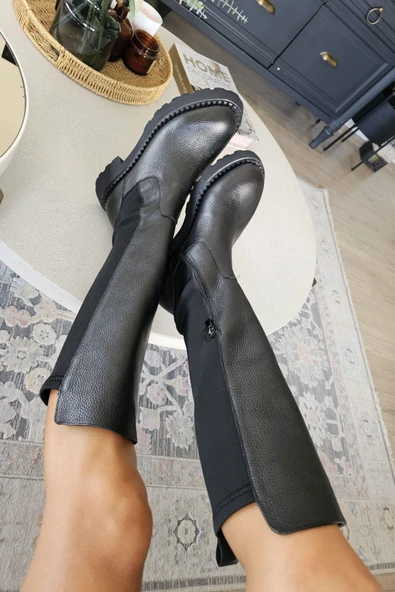 022 24579 Topukla Kadın Hakiki Deri Yandan Fermuarlı Çizme ürün görseli