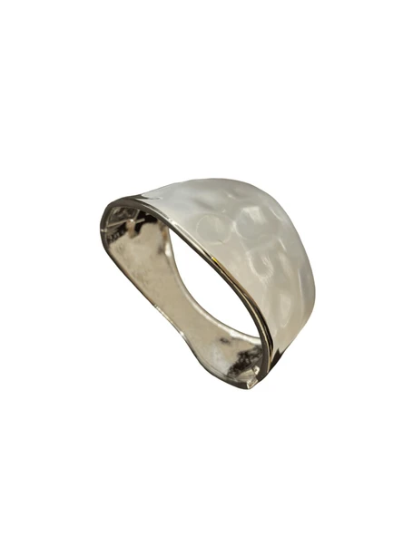 Dalgalı Formda Gümüş Renk Şık 316L Çelik Kelepçe Bileklik | Modern ve Göz Alıcı Tasarım ürün görseli 1