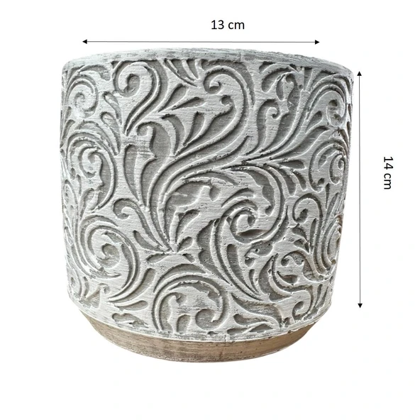 Bitki Tasarımı Ev dekorasyon Gri Çiçek Desen Beton Saksı Çiçeklik Saksılık - Resim 2