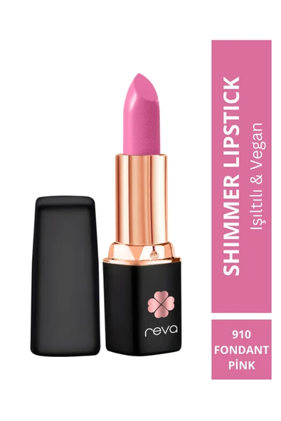 Shimmer Lipstick Fondant Pink - Işıltı Ruj - 4 gr - No: 910 - Vegan & Temiz İçerik ürün görseli