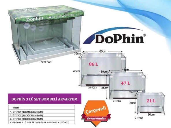 Dophin İthal Bombeli Akvaryum 30x24x30 cm - 1