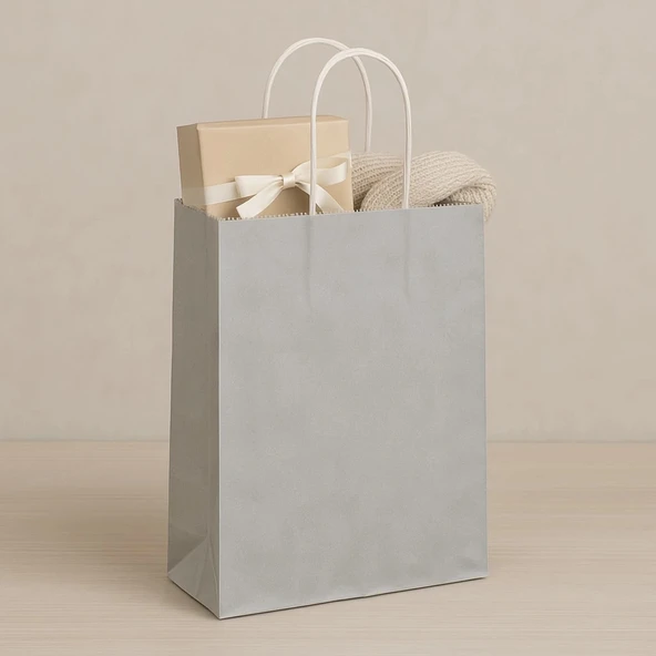 Supertrend Kraft Çanta Gümüş Orta Boy 25x31cm 25li - Resim 2