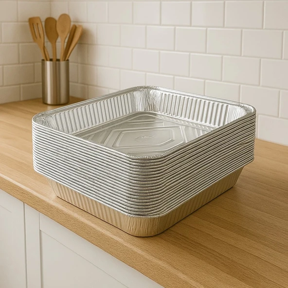 Alüminyum Kap 3250 gr Dikdörtgen Tepsi 50li - Resim 2