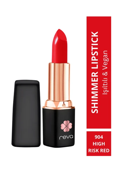 Shimmer Lipstick High Risk Red - Işıltı Ruj - No: 904 - Vegan & Temiz Içerik ürün görseli