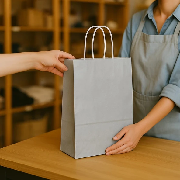 Supertrend Kraft Çanta Gümüş Orta Boy 25x31cm 25li - Resim 3