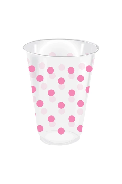 Supertrend Plastik Bardak Pembe Puantiyeli Şeffaf 250cc 25li