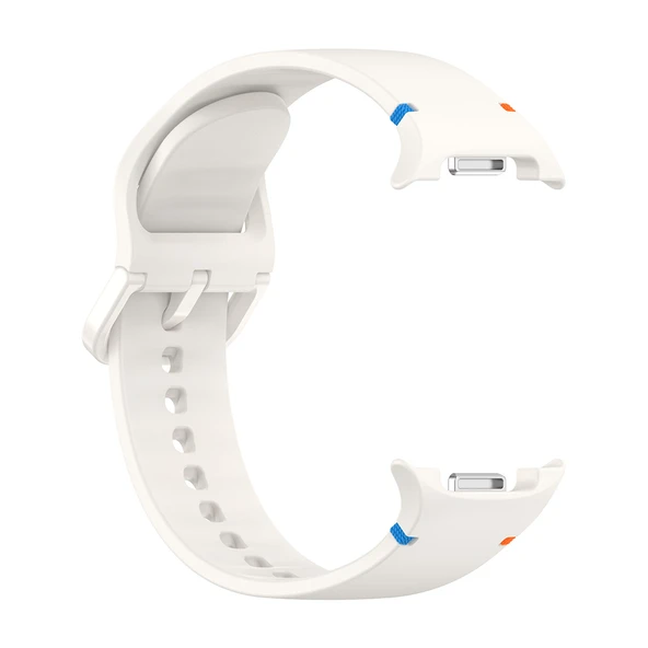 Samsung Galaxy Watch 8 Classic 47mm İle Uyumlu Metal Tokalı Spor Silikon Kordon  Starlight - Resim 3