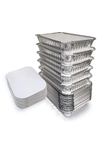 Supertrend 750gr Dikdörtgen Alüminyum Kap Ve Kapak Seti 100lü ürün görseli