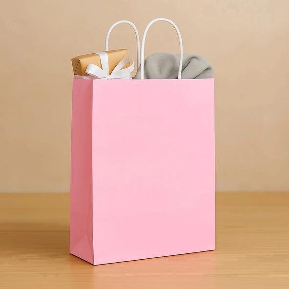 Supertrend Kraft Çanta Pembe Orta Boy 25x31cm 25li - 3