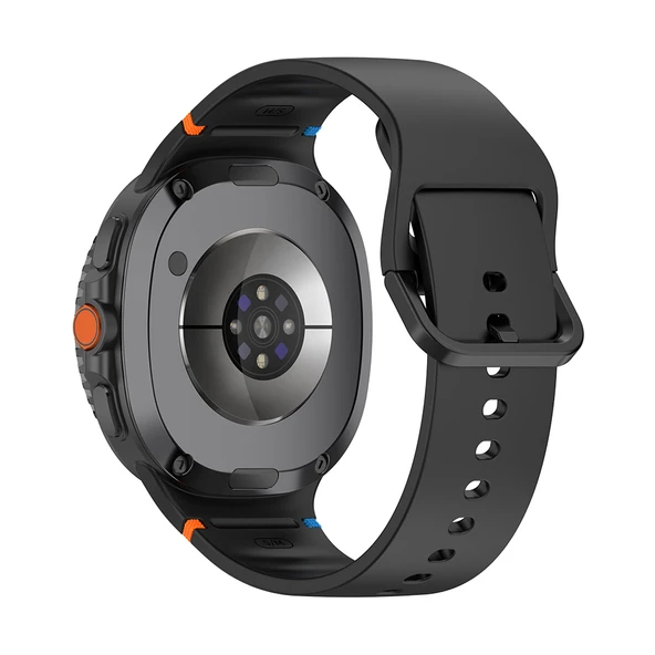 Samsung Galaxy Watch 8 Classic 47mm İle Uyumlu Metal Tokalı Spor Silikon Kordon  Siyah - Resim 2