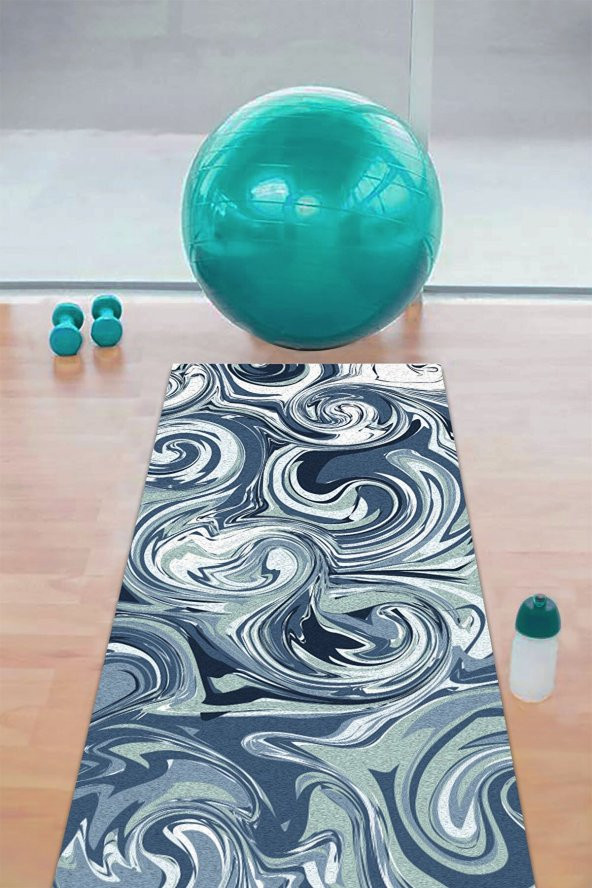 elleser Dekoratif Kaymaz Deri Tabanlı Yoga Matı